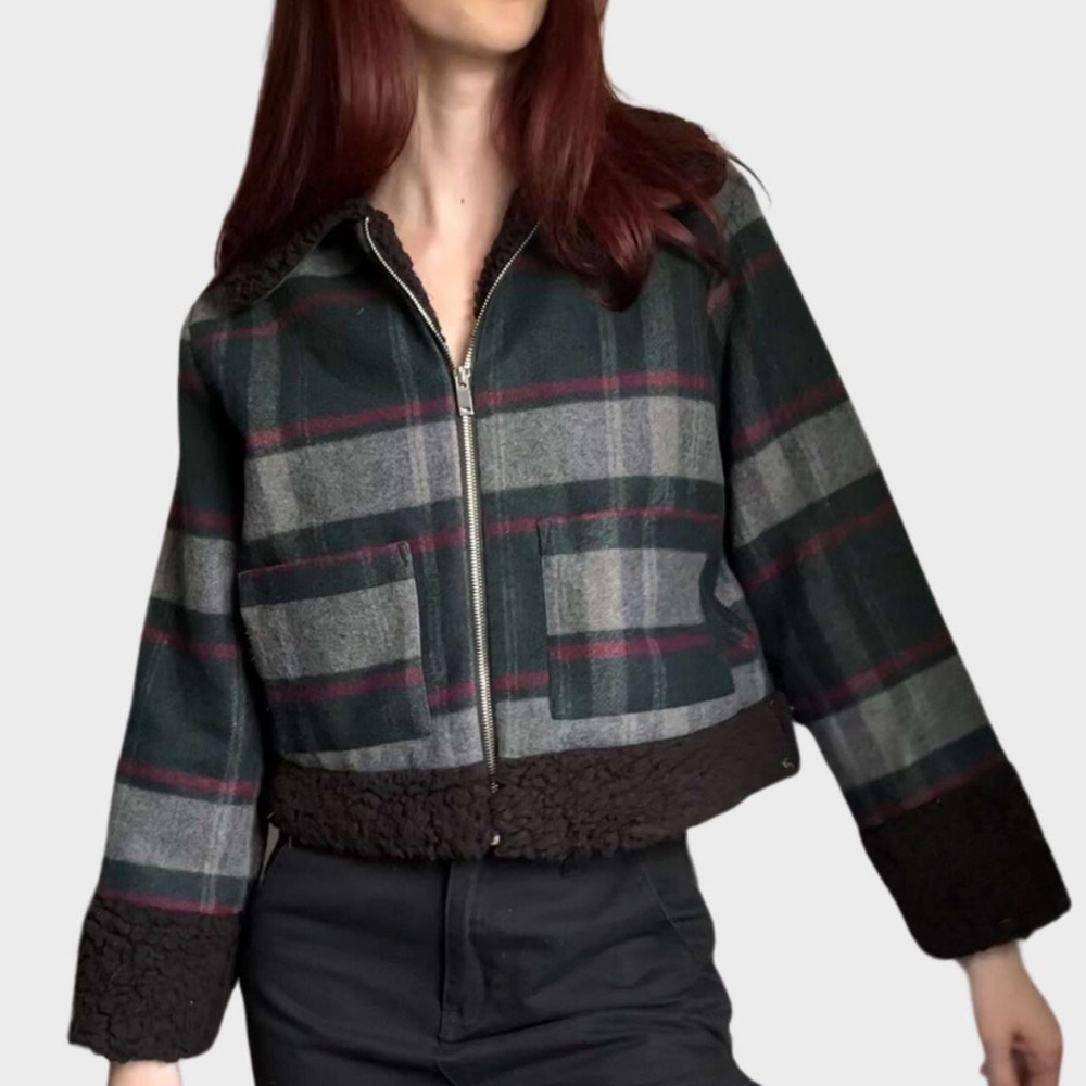 Plaid Sherpa Jacket - Size Medium